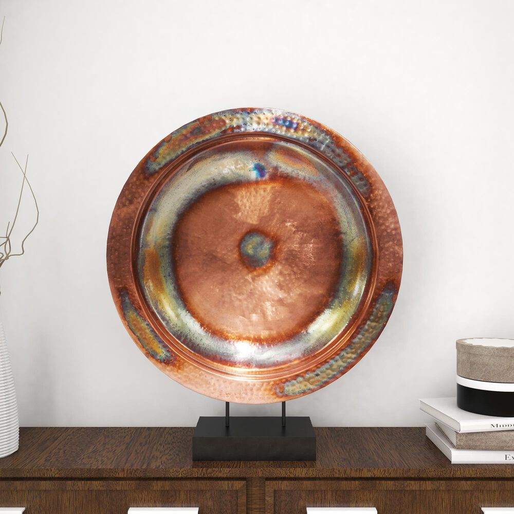 Maple and Jade 30&quot; Round Charger Plate Sculpture in Copper, , large
