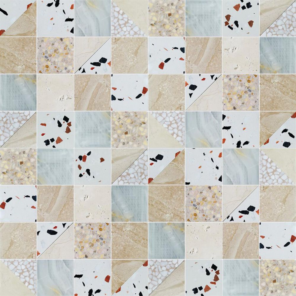 Soho Studio Elizabeth Sutton Terrazzi Paloma 2.87" x 2.87" on 11.81" x 11.81" Mosaic Sheet, , large