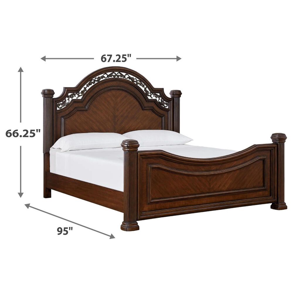 Ashley Lavinton Queen Poster Bed in Rich Cherry Brown, , large