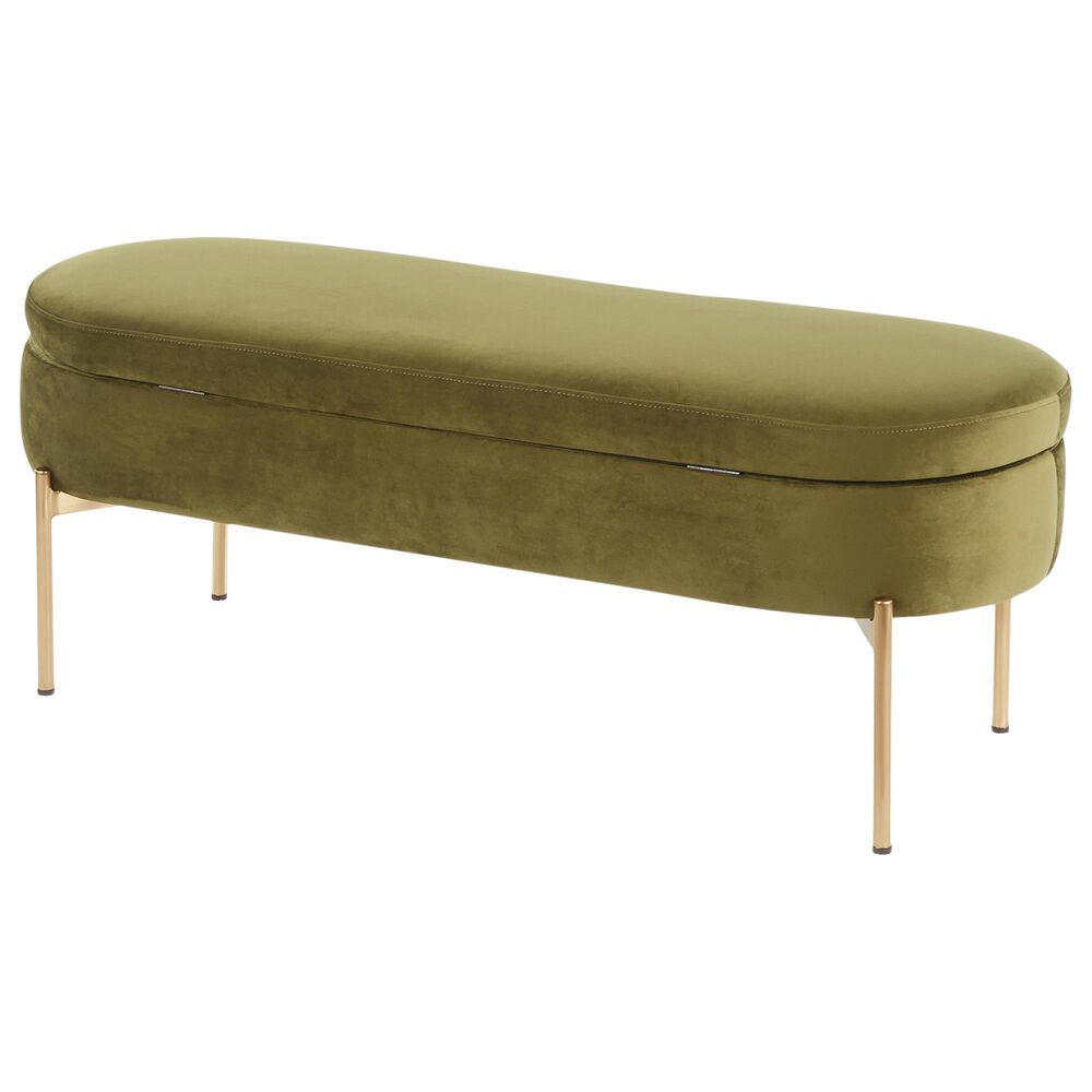 Lumisource Chloe Storage Bench in Green/Gold, , large