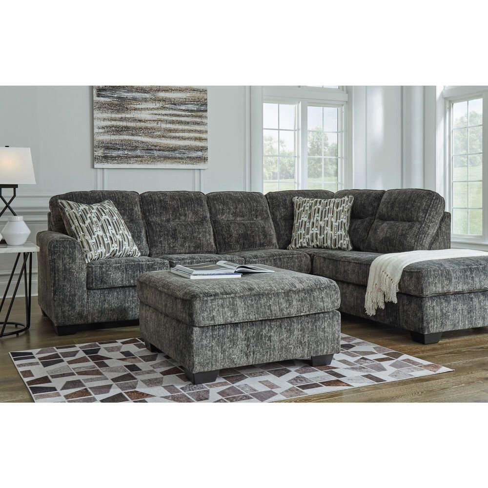 Ashley Lonoke 2-Piece Stationary Sectional Set with Right-Arm Facing Corner Chaise in Gunmetal, , large