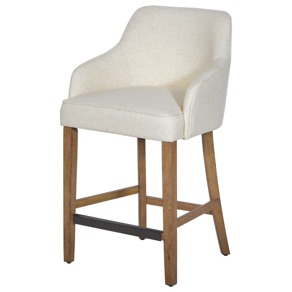 Valor Living Paloma 26" Counter Stool with Linen Upholstery in Medium Oak, , large