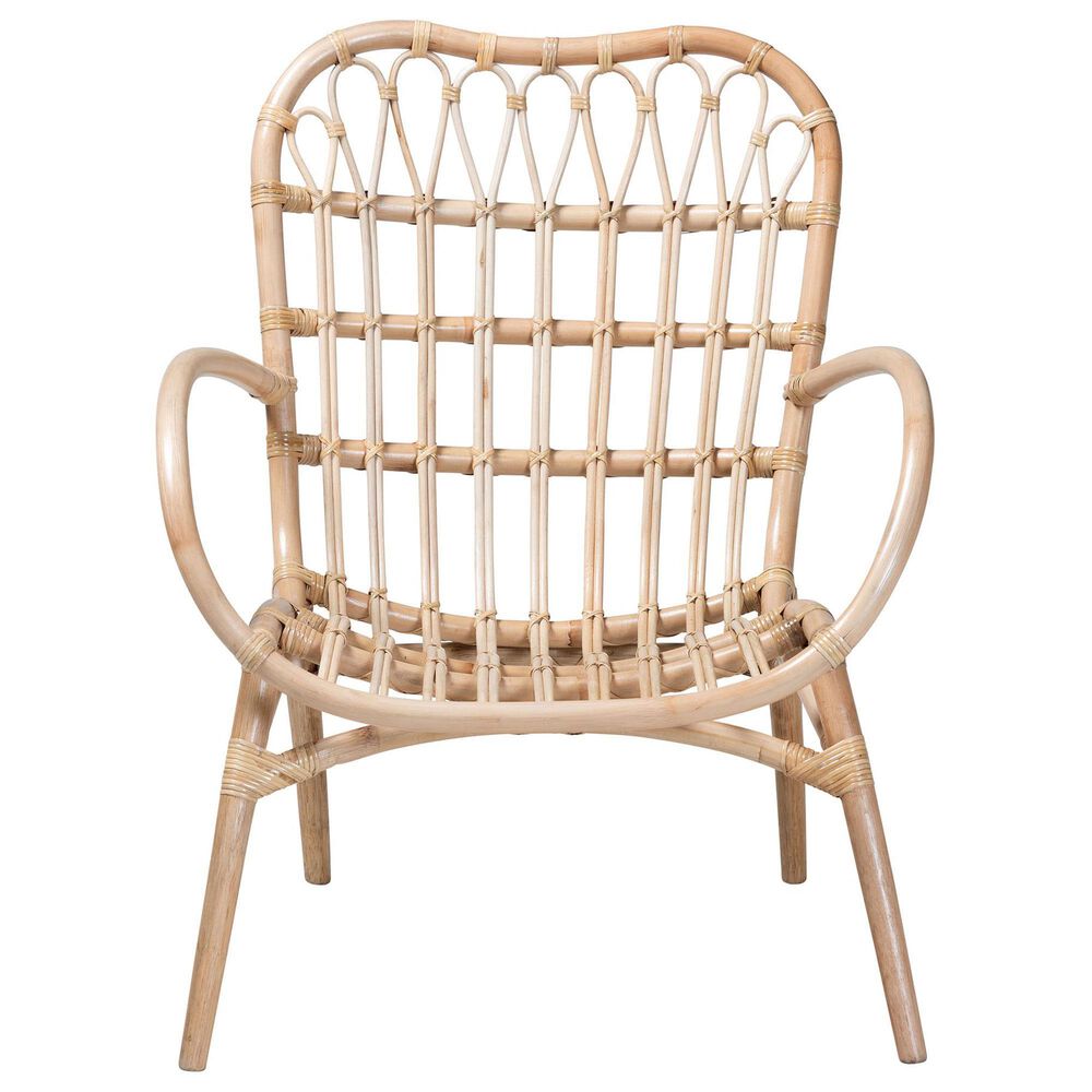 Baxton Studio Bajo Arm Chair in Natural Brown, , large