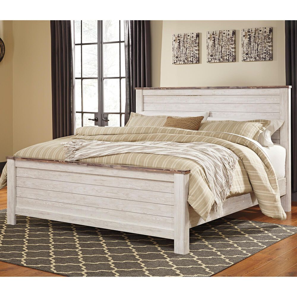 Signature Design by Ashley Willowton King Panel Bed in Whitewash, , large