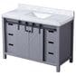 Lexora Home Marsyas 48" Single Bathroom Vanity in Dark Grey with White Carrara Marble Top and Rectangular Sink, , large