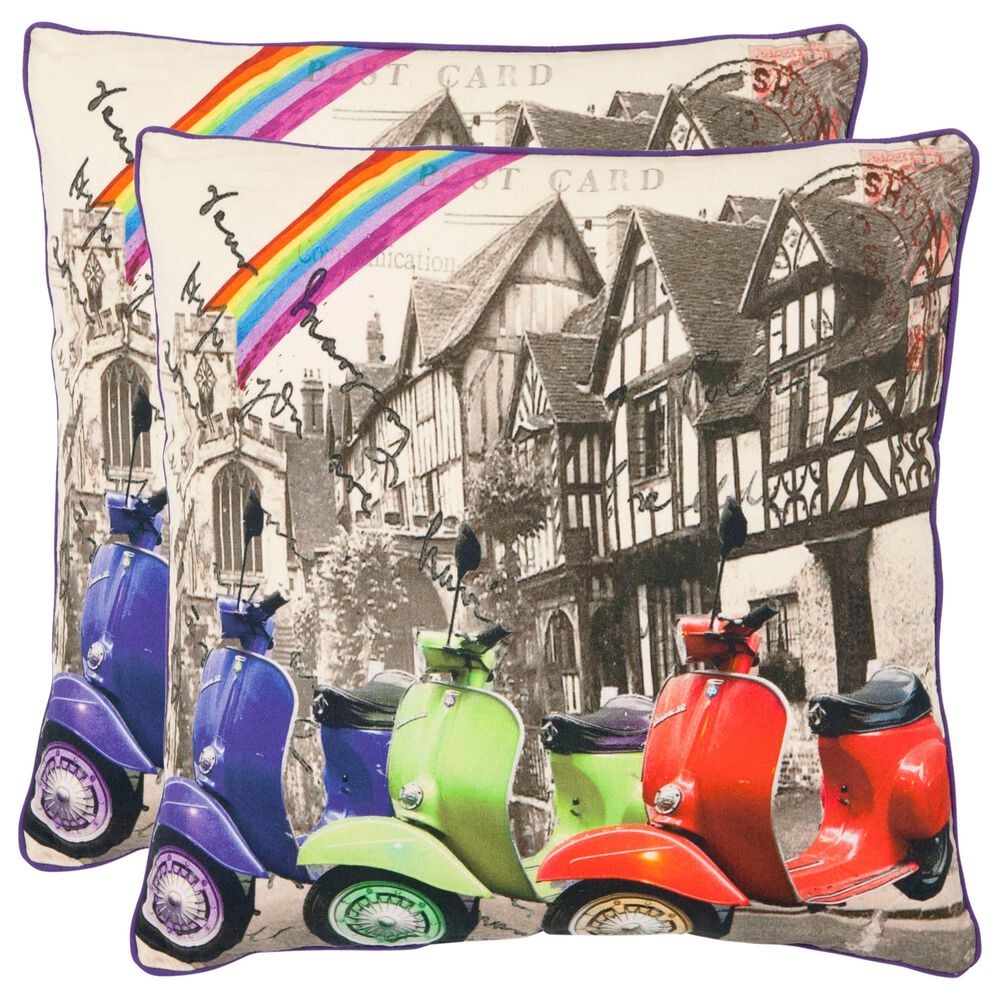 Safavieh Trieste 18" Pillow in Multi/Beige (Set of 2), , large