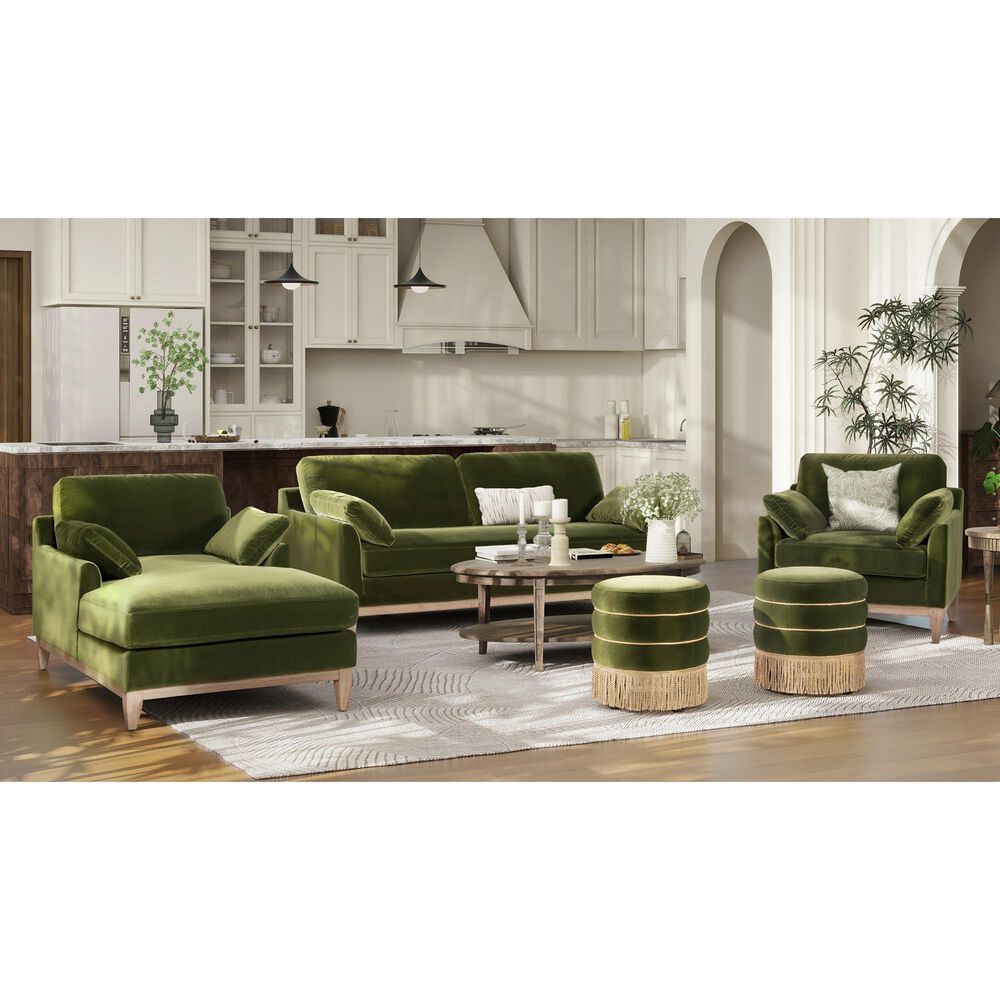 Jennifer Taylor Home Pasadena Chaise Lounge Chair in Olive Green Velvet, , large