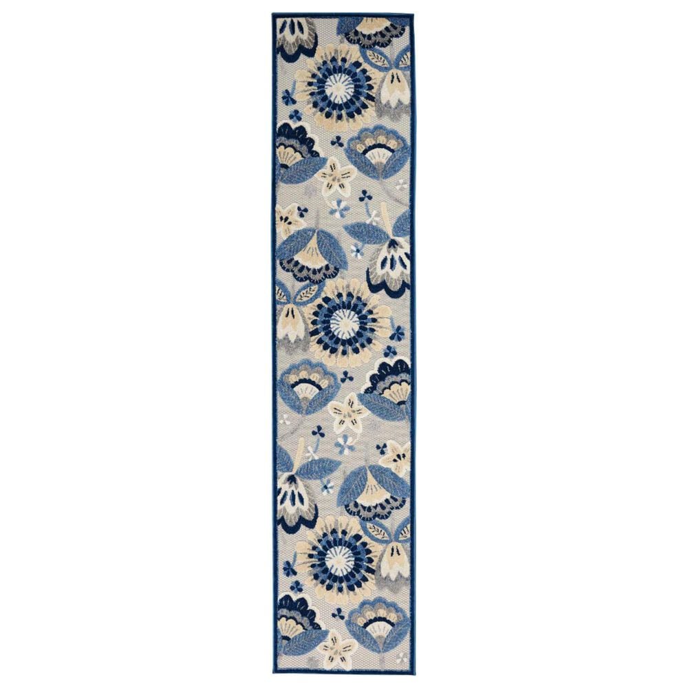 Nourison Aloha ALH25 2"3" x 10" Blue and Grey Indoor/Outdoor Runner, , large