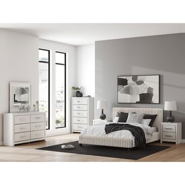 Ashley Zuraleus 5-Piece Queen Upholstered Platform Bedroom Set in Matte White, , large