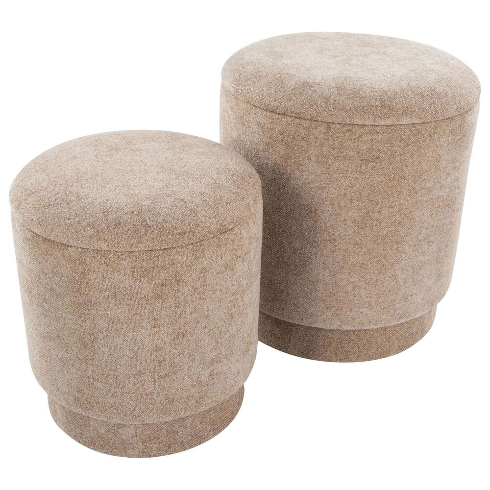 Lumisource Marla 2-Piece Upholstered Ottoman Set in Brown, , large