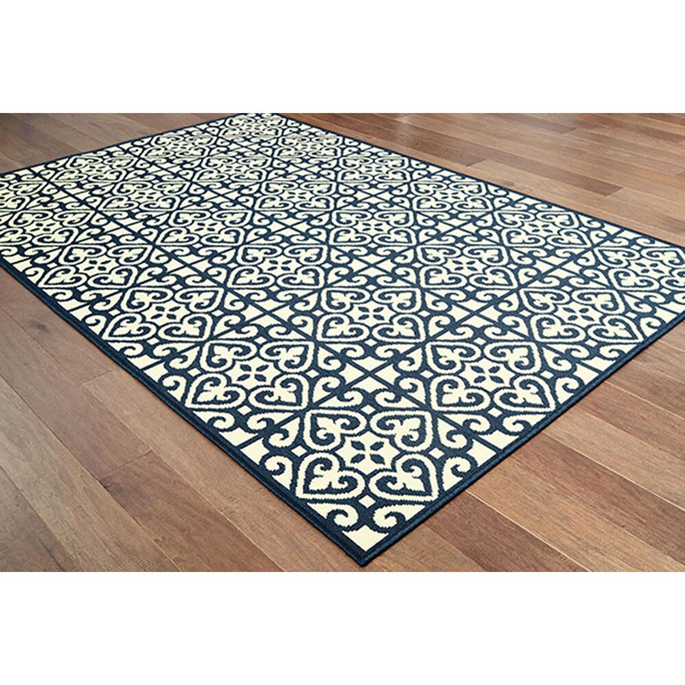 Oriental Weavers Marina 5927B 1&#39;9&quot; x 3&#39;9&quot; Ivory and Navy Area Rug, , large