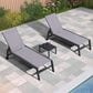 HOMLUX 3-Piece Patio Chaise Lounge Set with Wheels in Light Grey, , large