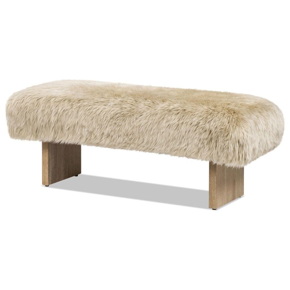 Jennifer Taylor Home Leda Accent Bench with Natural Blonde Upholstered in Natural, , large