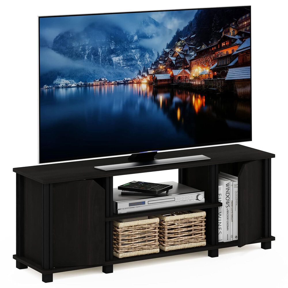 HOMLUX 43.8" TV Stand with 2-Door in Espresso and Black, , large