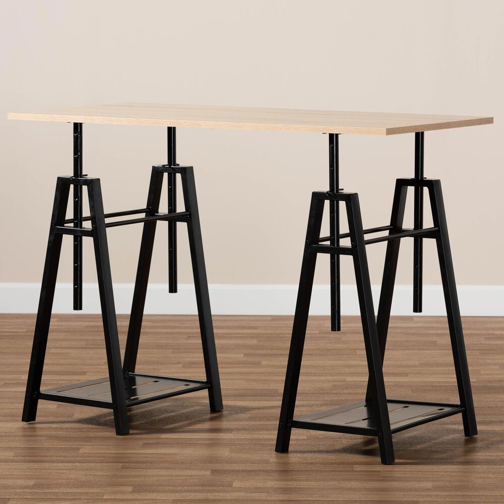 Baxton Studio Mary Adjustable Desk in Ash Walnut, , large