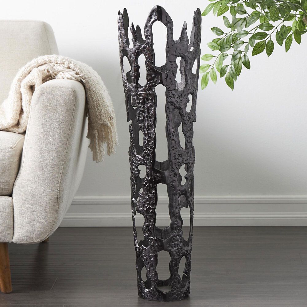 Maple and Jade 9&quot; Abstract Drip Decorative Vase with Melting Designed Body in Black, , large