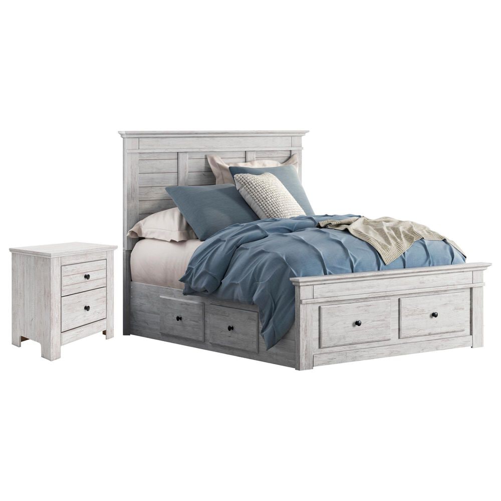 Ashley Makidern 2 Piece Full Storage Bedroom Set with Six Drawers in Whitewash, , large