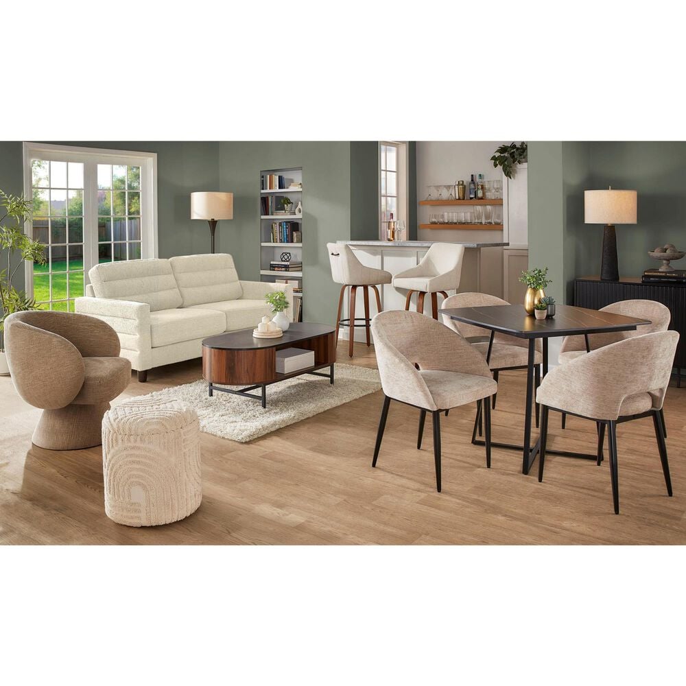 LumiSource Tahoe 18" Sand Storage Ottoman in Beige, , large