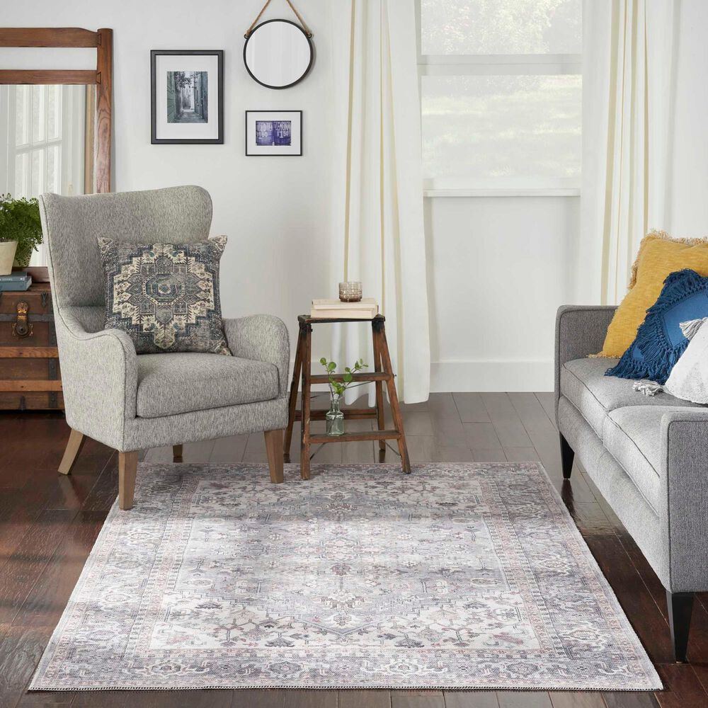 57 Grand by Nicole Curtis Series 1 Soft Grey and Ivory 4&#39; x 6&#39; Area Rug, , large