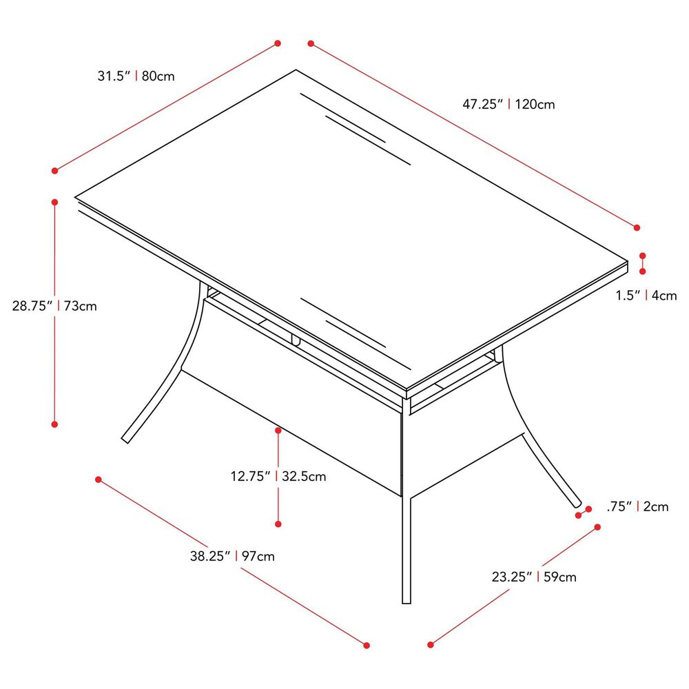 CorLiving Parksville Patio Dining Table in Black, , large