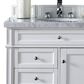 James Martin Vanities Brittany 36" Single Bathroom Vanity in Bright White with 3 cm Carrara White Marble Top and Rectangle Sink, , large