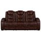 New Heritage Design Chester Power Reclining Sofa in Brown, , large