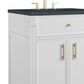 James Martin Bellshire 30" Single Bathroom Vanity in Bright White with 3 cm Charcoal Soapstone Silestone Top and Rectangular Sink, , large