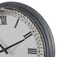 Maple and Jade Decorative Wall Clock with Beaded Accents in Washed Black and White, , large