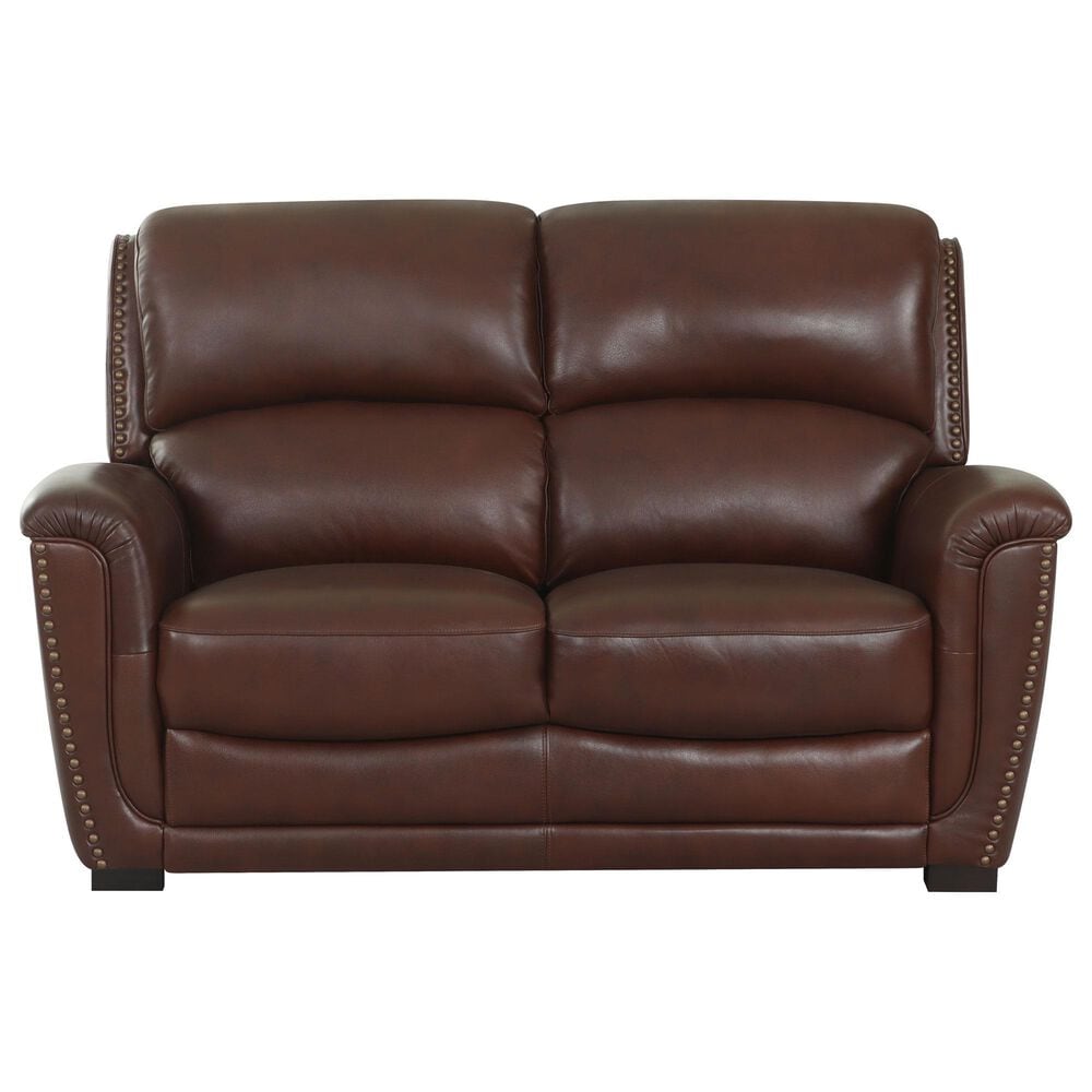 Chateau d'Ax 3-Piece Stationary Leather Living Room Set with Recliner in Red Brown, , large