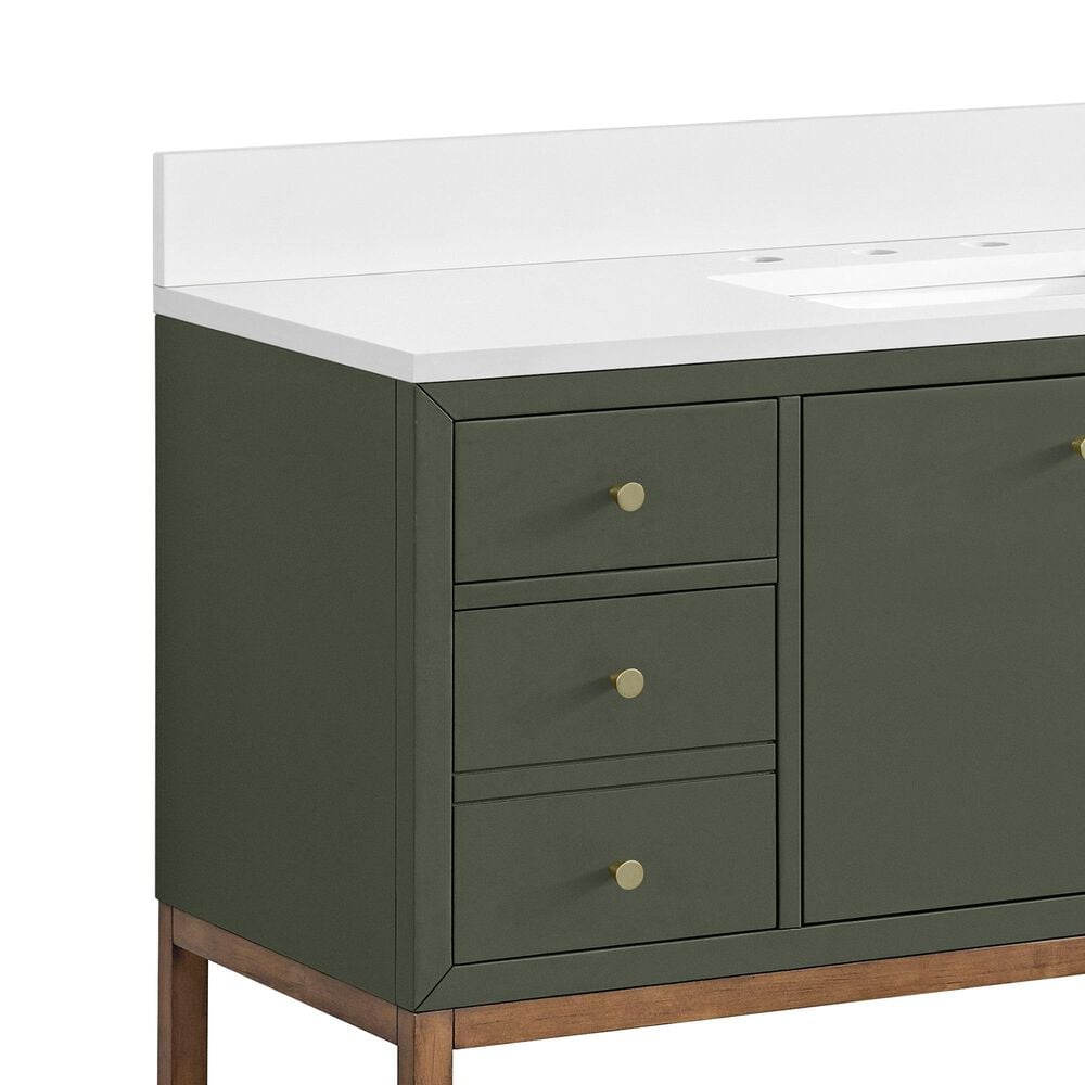 37B Isadore 36" Single Bathroom Vanity Cabinet in Deep Olive Green and White Composite Stone Top and Backsplash, , large