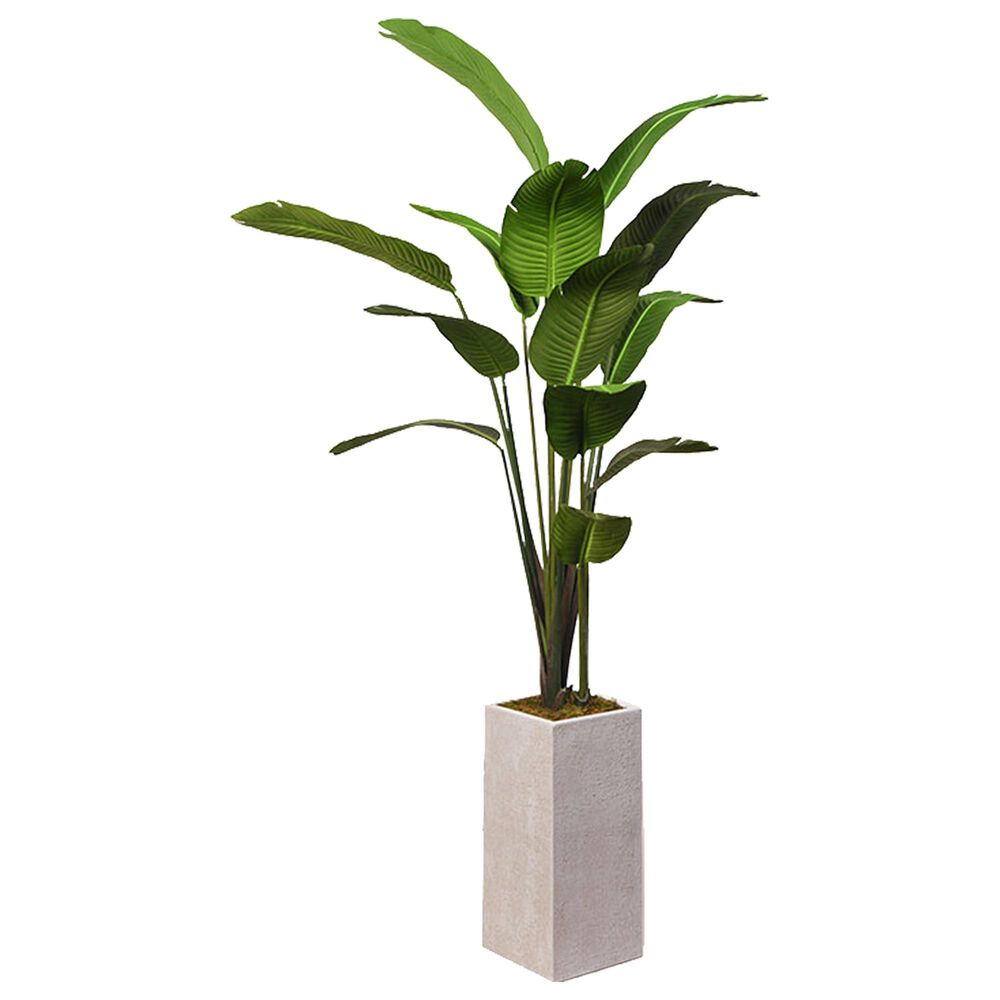 DandW Silks 7" Traveller Palm Tall Square Planter in White, , large