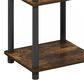 HOMLUX 3-Tier Turn-N-Tube End Table with 2 USB ports in Amber Pine and Black, , large