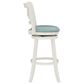 Linon Home Decor Sawyer Swivel Bar Stool with Sky Blue Cushion in Cream, , large
