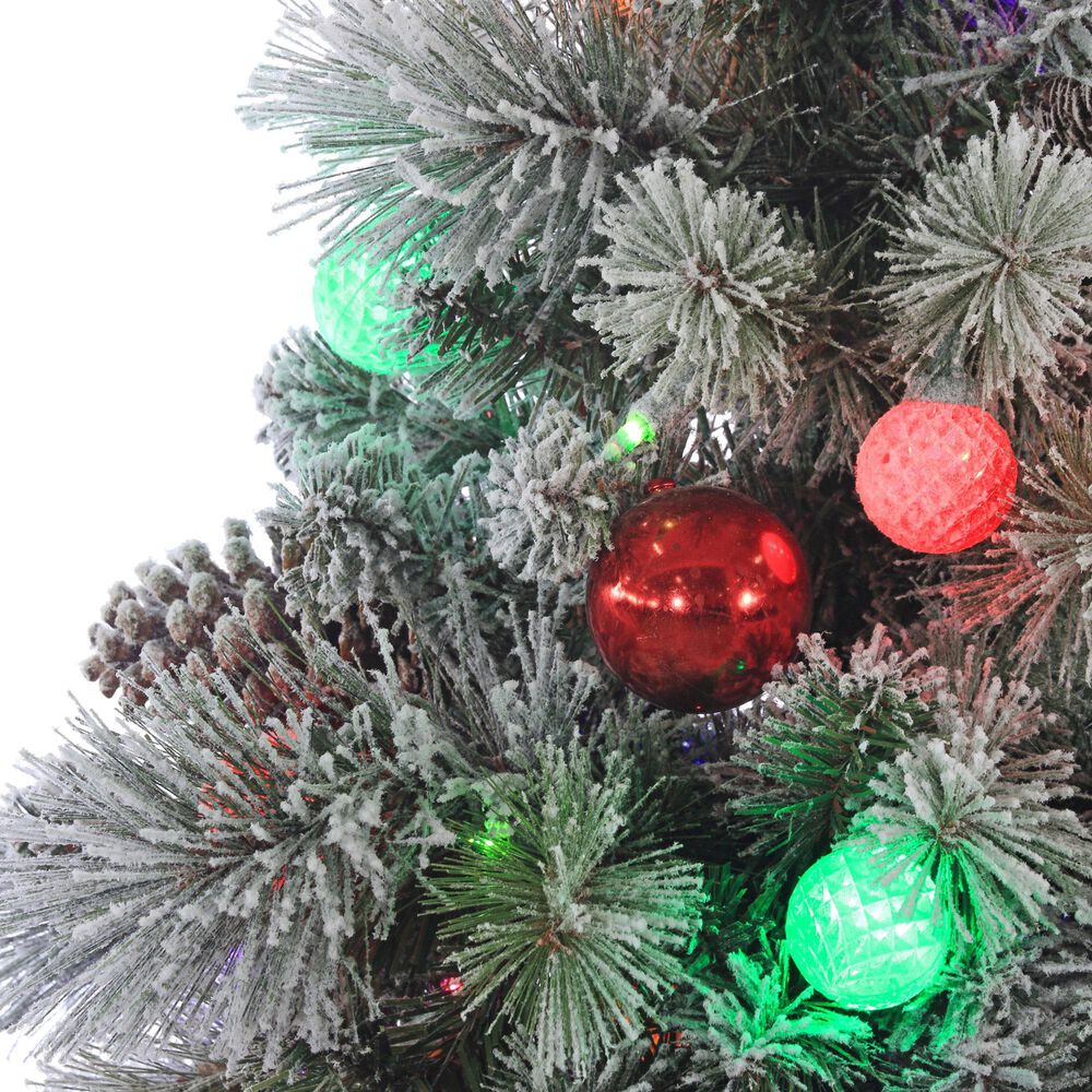 The Gerson Company 4.5&#39; Pine Artificial Christmas Tree with Multicolored LED Lights in Green, , large