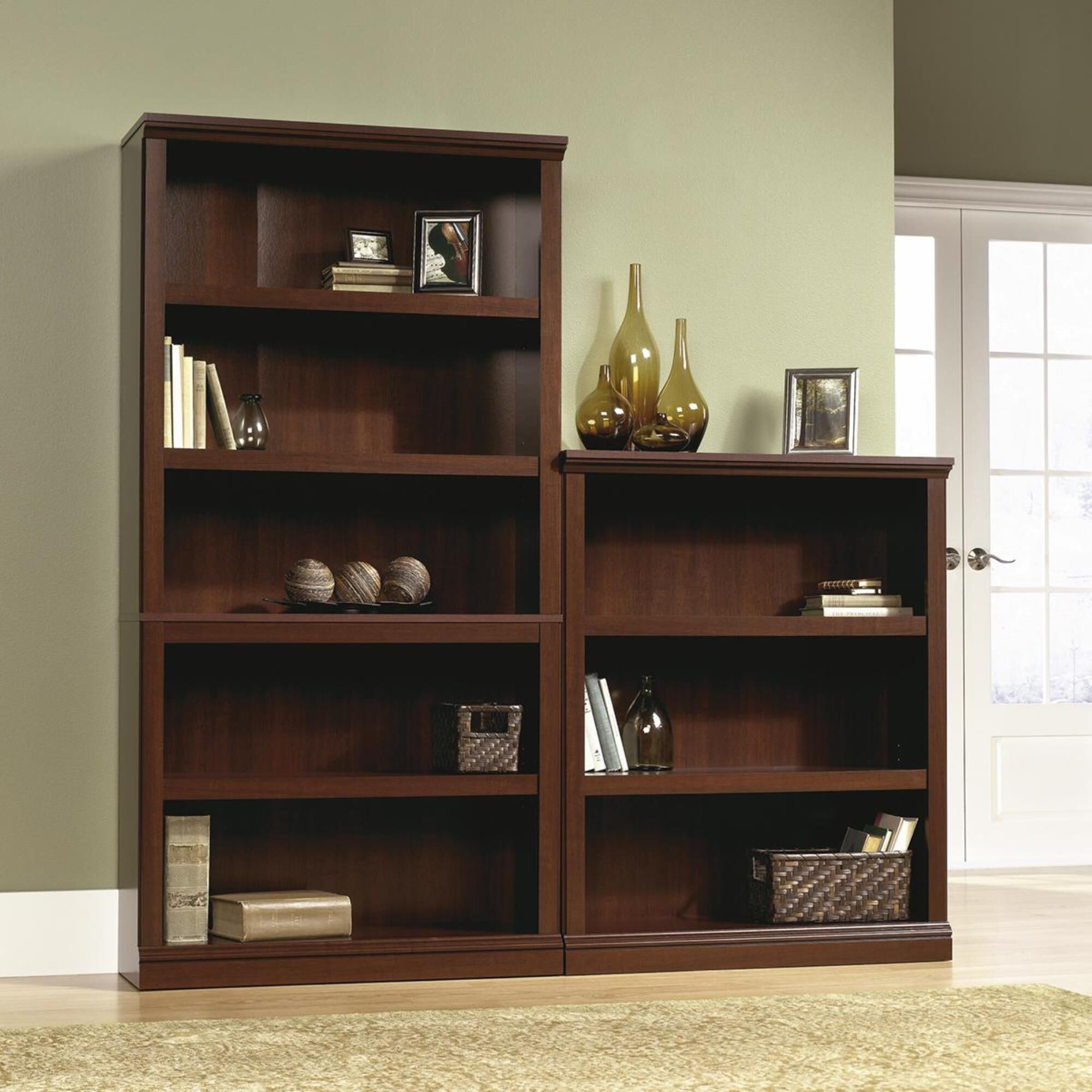 Sauder 3 Shelf Bookcase in Select Cherry
