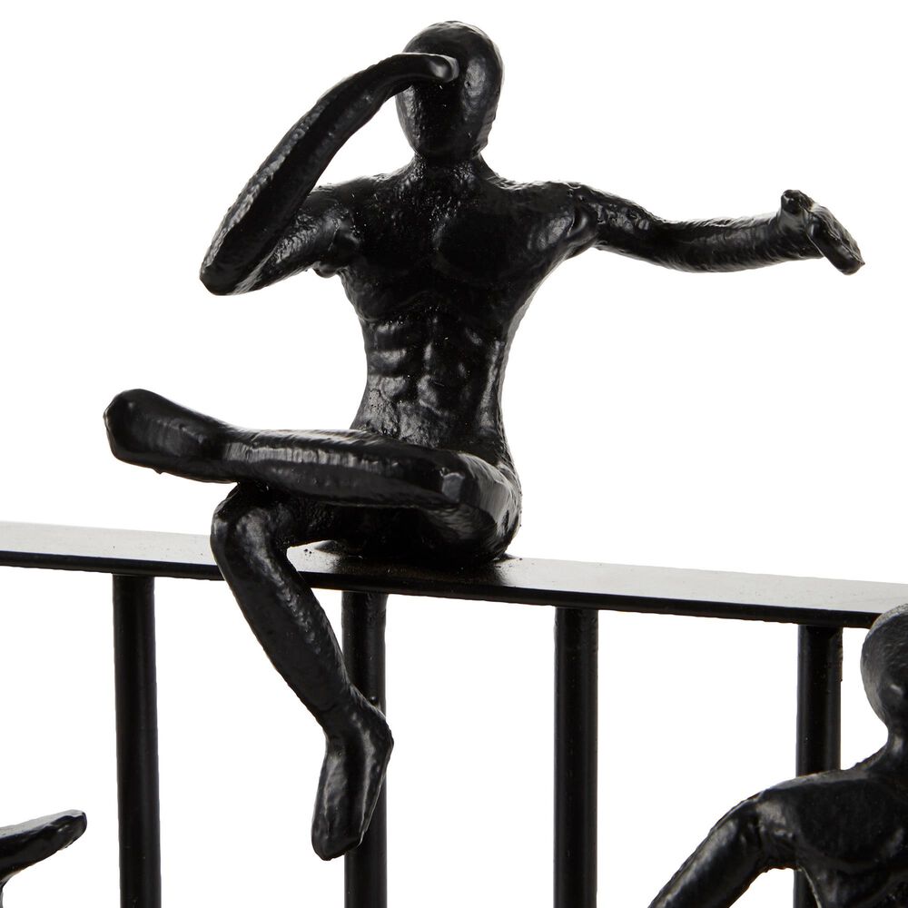 Maple and Jade 10&quot; Human with Rectangular Frame Sculpture in Ebony Black, , large
