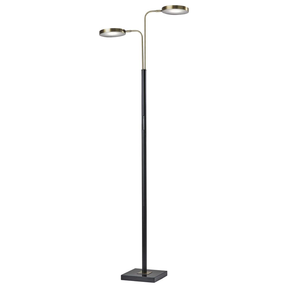 Adesso Rowan LED Smart Switch Floor Lamp in Antique Brass and Black, , large