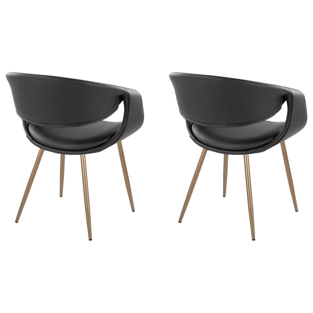 LumiSource Curvo Arm Chair with Black Faux Leather Cushion in Antique Copper (Set of 2), , large