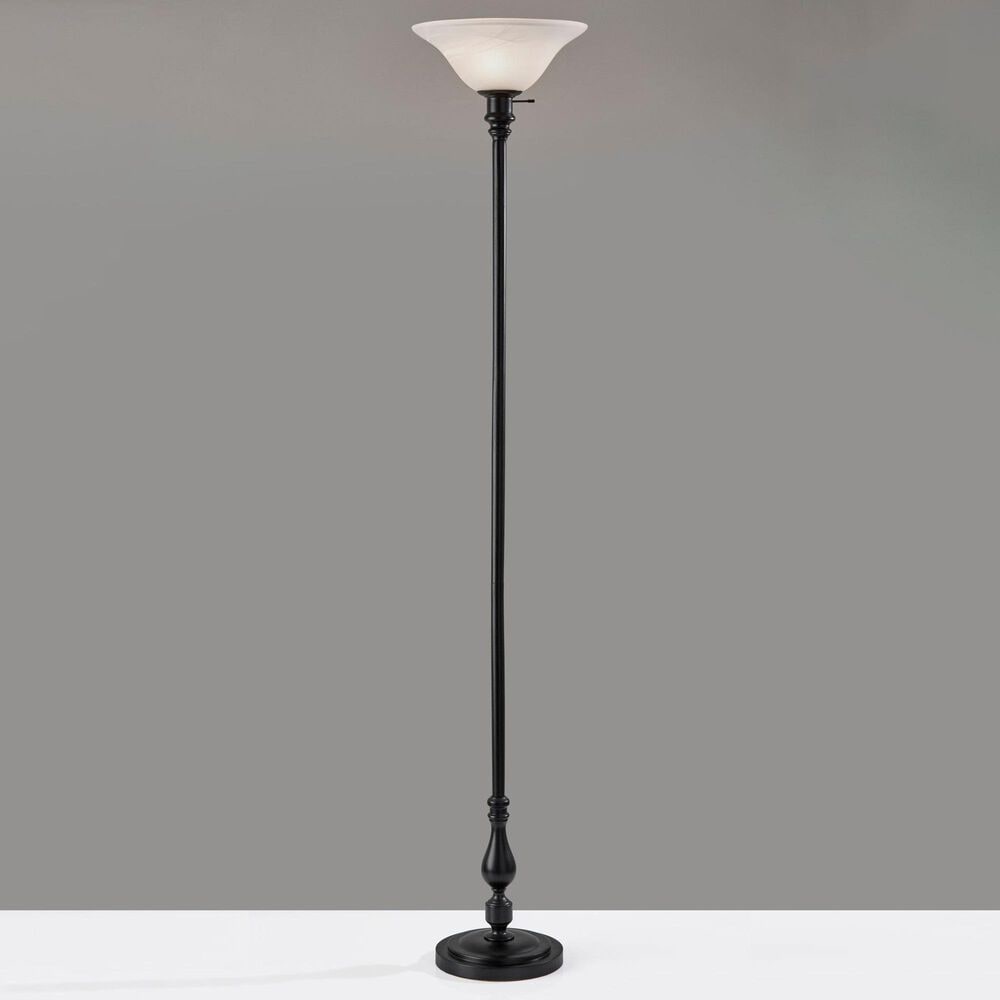 Adesso Claret Torchiere Floor Lamp in Black, , large