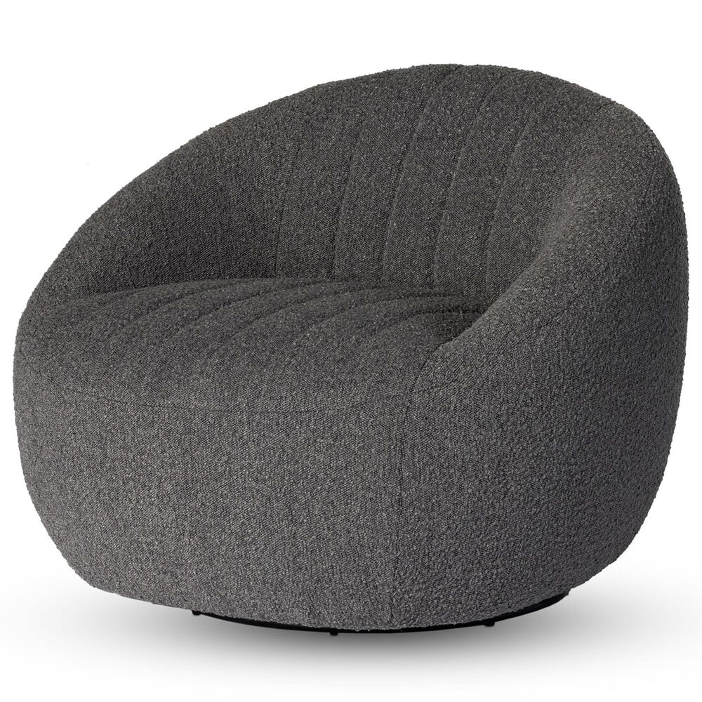 Four Hands Audie Swivel Chair in Knoll Charcoal, , large