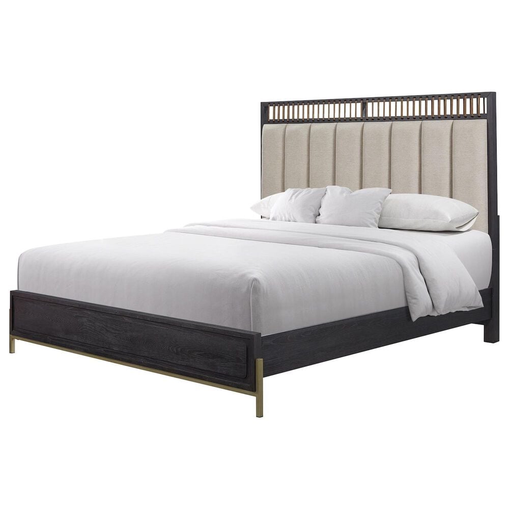 Sterling Timber Elure Queen Upholstered and Strap Panel Bed with Dresser and Nightstand in Peppercorn, , large