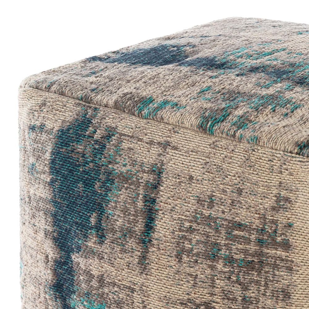 Surya Dalen Pouf in Aqua/Blue/Ivory, , large