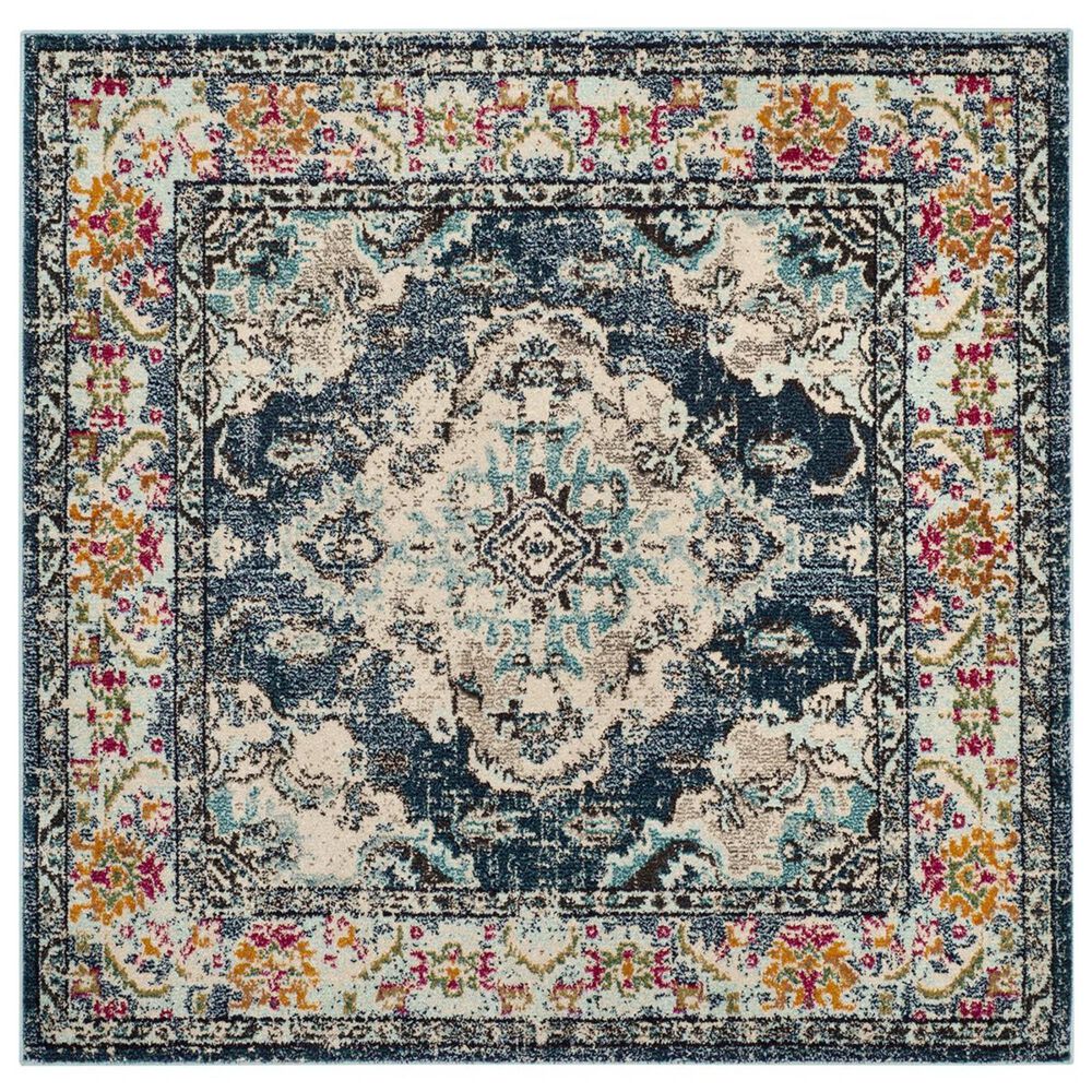 Safavieh Monaco MNC243N-5SQ 5" Square Navy/Light Blue Area Rug, , large