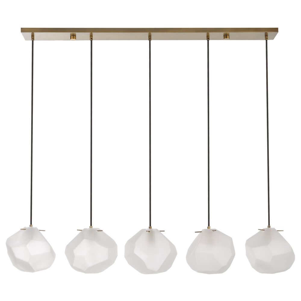 Uttermost Geodesic 5-Light Linear Pendant in Antique Brass and Black, , large
