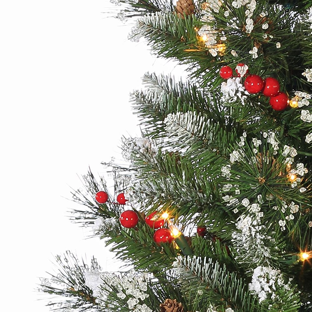 The Gerson Company 4&#39; Potted Pre-Lit Artificial Needle Glacier Pine with White LED Lights in Green, , large