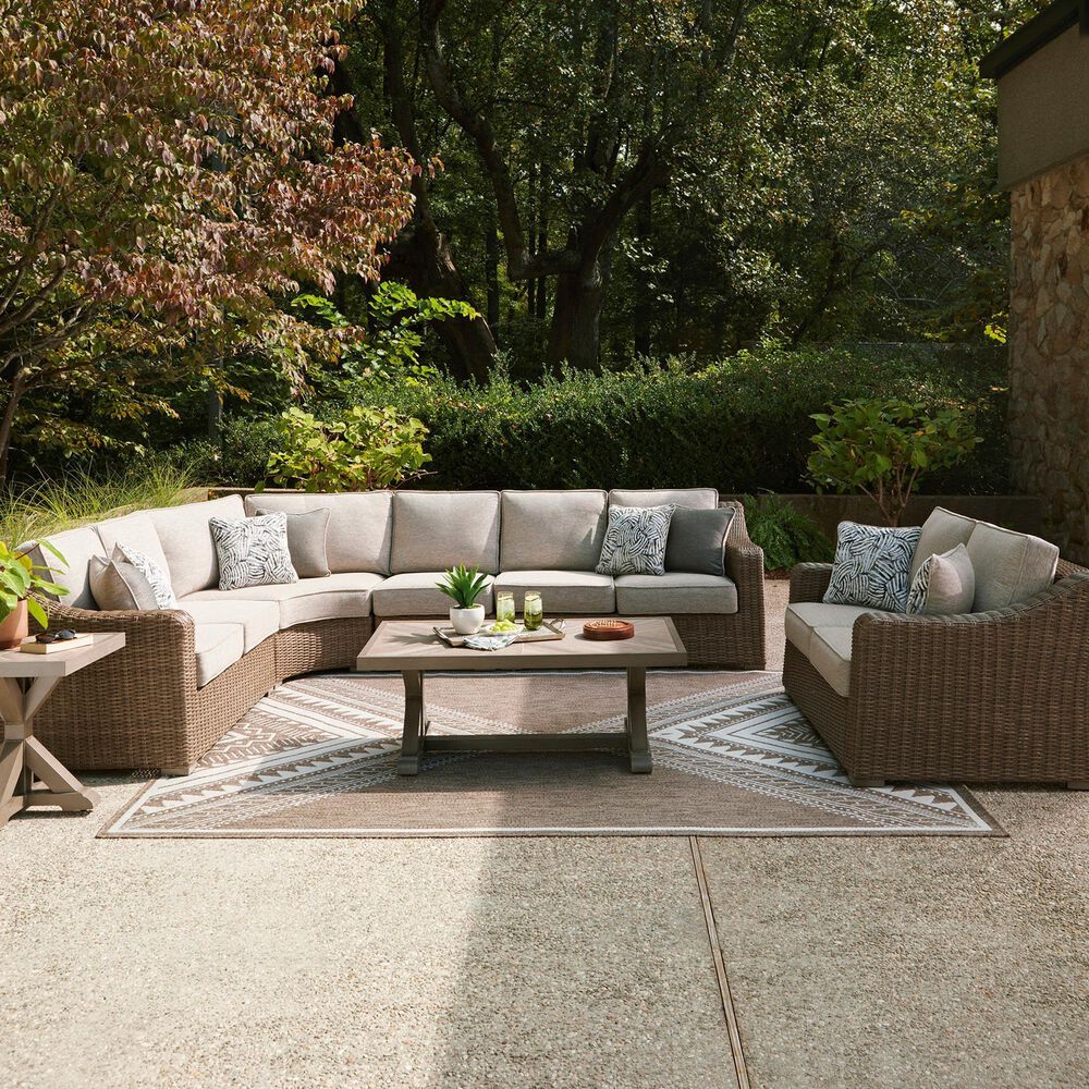 Ashley Laguna Heights 4-Piece Outdoor Sectional in Beige, , large