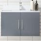 Lexora Home Geneva 30" Single Bathroom Vanity in Dark Grey with 2 cm White Cultured Marble Top and Rectangular Sink, , large