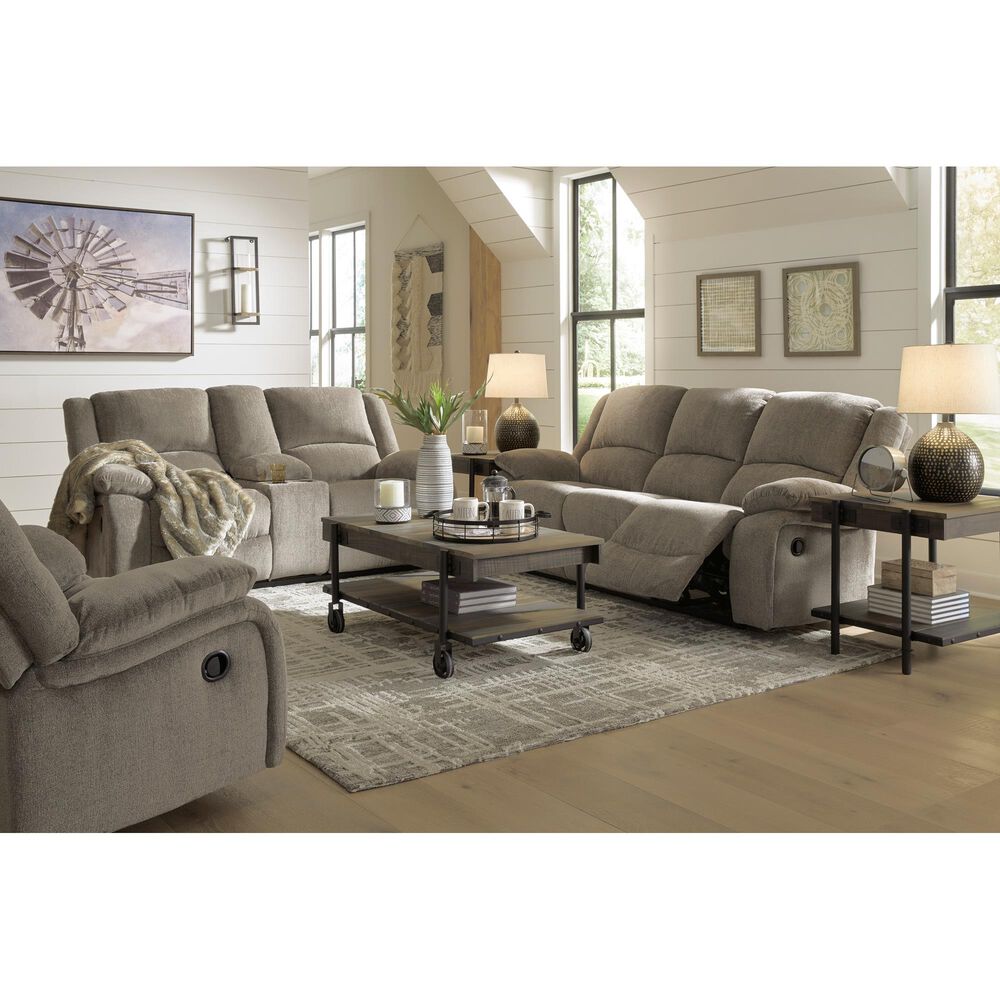 Ashley Draycoll Double Reclining Loveseat with Console in Pewter, , large