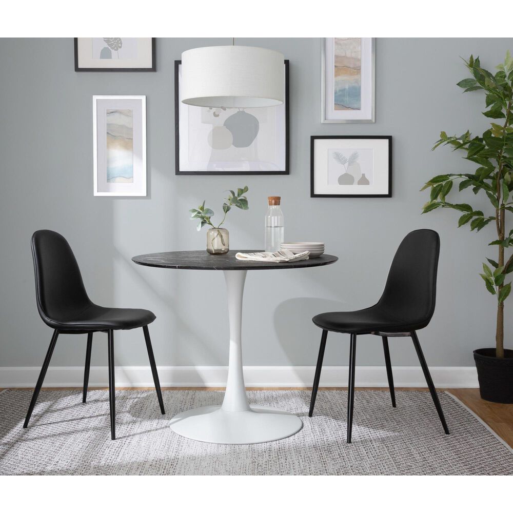 LumiSource Pebble Dining Table in White and Black - Table Only, , large