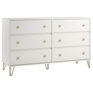 DHP Finley 6 Drawer Dresser in White Stipple, , large